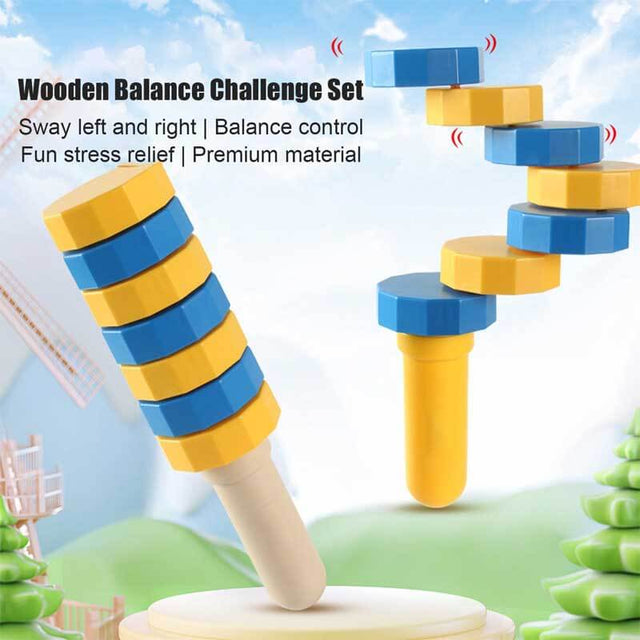 Wooden Balance Challenge Set, Handheld Coordination Toy for Kids & Adults, Improves Focus, Patience & Motor Skills, Fun Fidget Balancer Game Gift for Parties, Classrooms & Family Play | Shinymarch