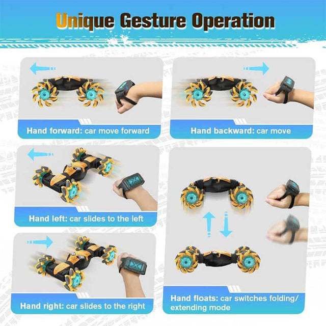 RC Stunt Car for Kids, Remote Control Stunt Gesture RC Car with Music, Double Sided 360 Degree Spins and Flips Gesture Sensor Toy Cars, for 8-15 Years Boy Girl, Birthday | Shinymarch