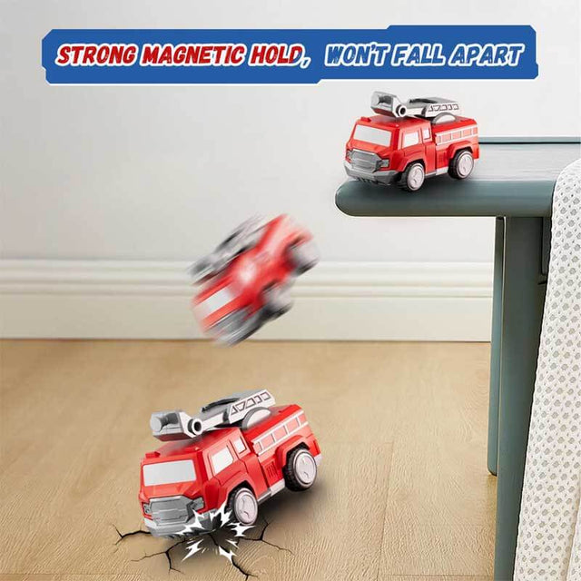 Magnetic 5-in-1 Transforming Fire Robot Toy, Fire Truck & Rescue Vehicles Building Set for Boys, Easy DIY Assembly STEM Toy, for Kids Ages 3–6 | Shinymarch