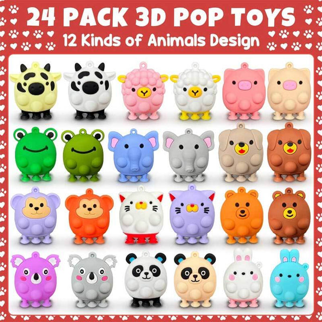 Easter Gifts for Kids - 24 Pack 3D Animal Suction Toy Fidget Pop Toy with Gift Cards for Kids Boys Girls, Easter Party Favors School Classroom Gifts Exchange Goodie Bags Easter Basket Stuffer | Shinymarch