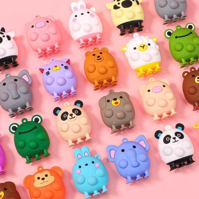 Easter Gifts for Kids - 24 Pack 3D Animal Suction Toy Fidget Pop Toy with Gift Cards for Kids Boys Girls, Easter Party Favors School Classroom Gifts Exchange Goodie Bags Easter Basket Stuffer | Shinymarch