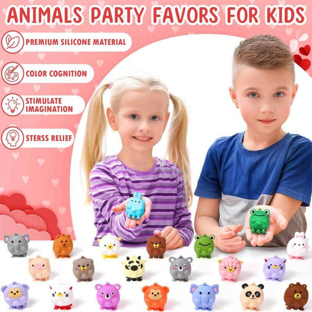Easter Gifts for Kids - 24 Pack 3D Animal Suction Toy Fidget Pop Toy with Gift Cards for Kids Boys Girls, Easter Party Favors School Classroom Gifts Exchange Goodie Bags Easter Basket Stuffer | Shinymarch