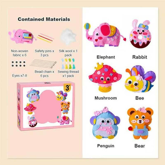 DIY Doll Sewing Toys, DIY Doll Sewing Kit for Kids Ages 6-12, Complete Craft Kit with Fabric, Needles, Thread & Stuffing, Educational Toy for Girls to Create Handmade Plush Toys | Shinymarch