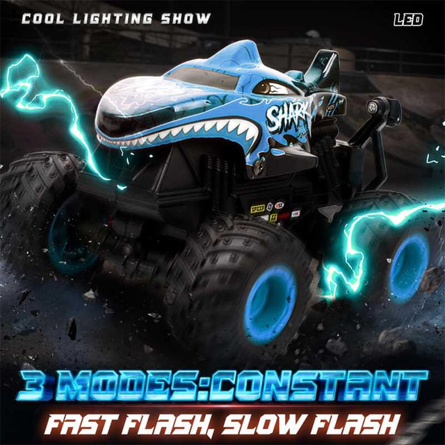 Monster Truck Toys - Remote Control Monster Truck with Light & Music, Dinosaur Toys for Kids, 1:20 Scale RC Truck with 360° Spins and Drifting, Remote Control Car for Boys Blue | Shinymarch