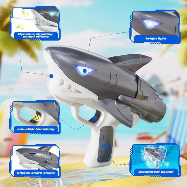 2 Pack Electric Water Guns, Shark Automatic Electric Squirt Gun Water Toys, 26-28 FT Range Water Guns for Kids, Auto Water Gun Pistol Summer Outdoor Pool Toy for Adult Kids | Shinymarch