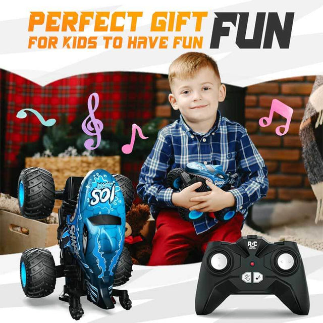 Monster Truck Toys - Remote Control Monster Truck with Light & Music, Dinosaur Toys for Kids, 1:20 Scale RC Truck with 360° Spins and Drifting, Remote Control Car for Boys Blue | Shinymarch