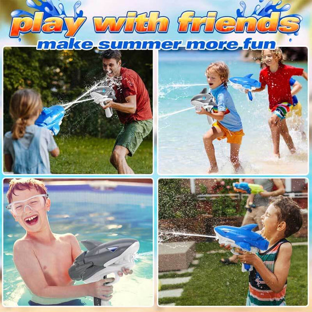 2 Pack Electric Water Guns, Shark Automatic Electric Squirt Gun Water Toys, 26-28 FT Range Water Guns for Kids, Auto Water Gun Pistol Summer Outdoor Pool Toy for Adult Kids | Shinymarch