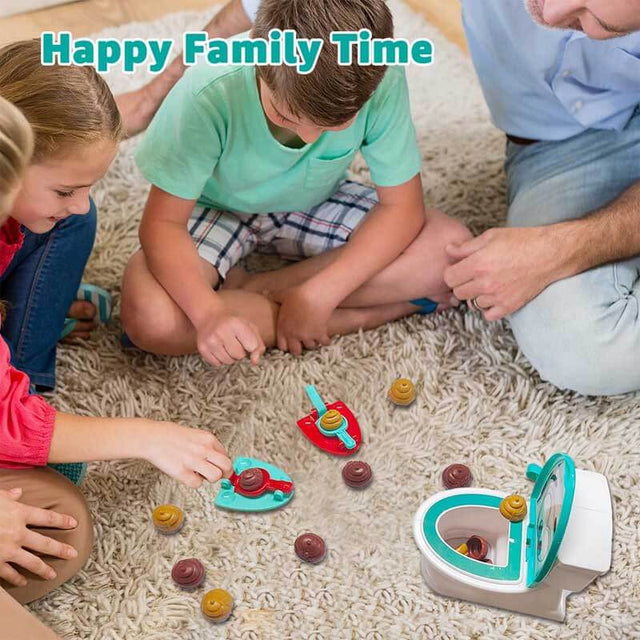 Poop Toys, Famliy Shooting Game, Funny Creativity Family Game, for 4-10 Year Old Kids Boy Girl, Include 1 Toilet Bowl, 1 Dexterity Launchers, 12 Soft Plastic Toy Poops | Shinymarch