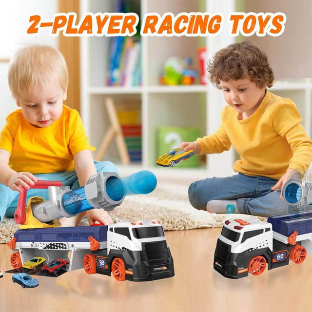 Transport Truck Toys for Kid Boys 3-5, EVA Ball Launcher Car Toys for Kids, Garage Car Toys with Light & Sound, Shooting Toy Sets, Birthday Gifts for Kid Boys Age 3 4 5 6 | Shinymarch