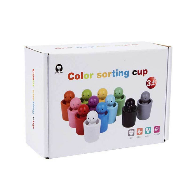 Color Sorting Cups, Color Sorting Sensory Toys, Matching Games Color Sorting Toys, Montessori Peg Dolls and Cups (1 Set) | Shinymarch