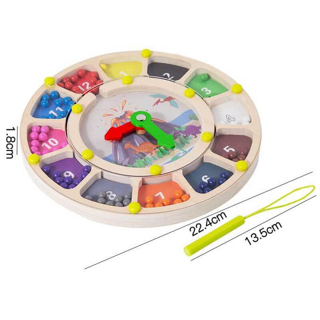Magnetic Color and Clock Maze, Montessori Toy for 3-6 Years Old, Wooden Magnet Balls Puzzles,Toddler Busy Board Game,Preschool Learning Activities, Sensory Toys, Fine Motor Skills Gifts for Kids | Shinymarch