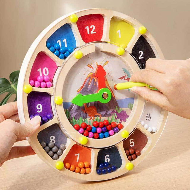 Magnetic Color and Clock Maze, Montessori Toy for 3-6 Years Old, Wooden Magnet Balls Puzzles,Toddler Busy Board Game,Preschool Learning Activities, Sensory Toys, Fine Motor Skills Gifts for Kids | Shinymarch