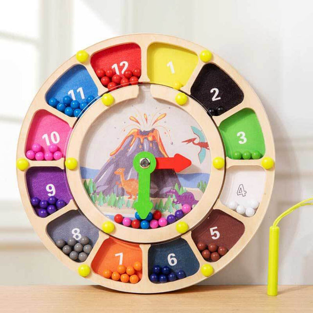 Magnetic Color and Clock Maze, Montessori Toy for 3-6 Years Old, Wooden Magnet Balls Puzzles,Toddler Busy Board Game,Preschool Learning Activities, Sensory Toys, Fine Motor Skills Gifts for Kids | Shinymarch