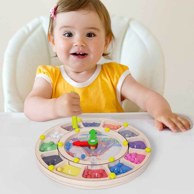 Magnetic Color and Clock Maze, Montessori Toy for 3-6 Years Old, Wooden Magnet Balls Puzzles,Toddler Busy Board Game,Preschool Learning Activities, Sensory Toys, Fine Motor Skills Gifts for Kids | Shinymarch