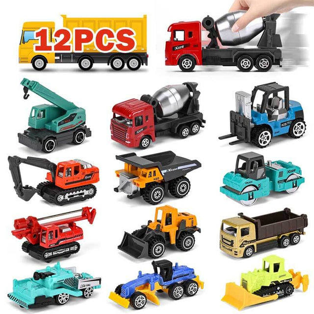 12PCS Metal Pull Back Cars Toy for Kids, Toy Cars for Kids, Trucks Toy Vehicles Set for Toddlers, Party Favors for Toddler Toys,Educational Play, Birthday Gift for Boys Girls | Shinymarch