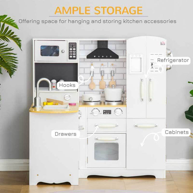 Large Play Kitchen with Full Set of Appliances for a Modern Day Pretend Kitchen, Tons of Storage, Corner Play Kitchen Set with Sound Effect, Educational Pretend Role Playset Game | Shinymarch