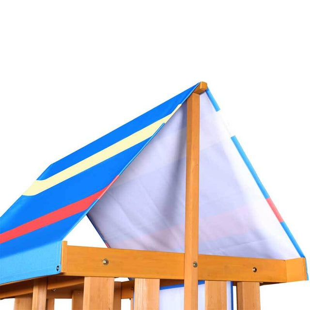 Wooden Outdoor Swing Set 3 in 1 Swing Set outdoor Children's Playset with Slide , 2 Swings and Climber for Garden, Backyard and Playground, Blue | Shinymarch