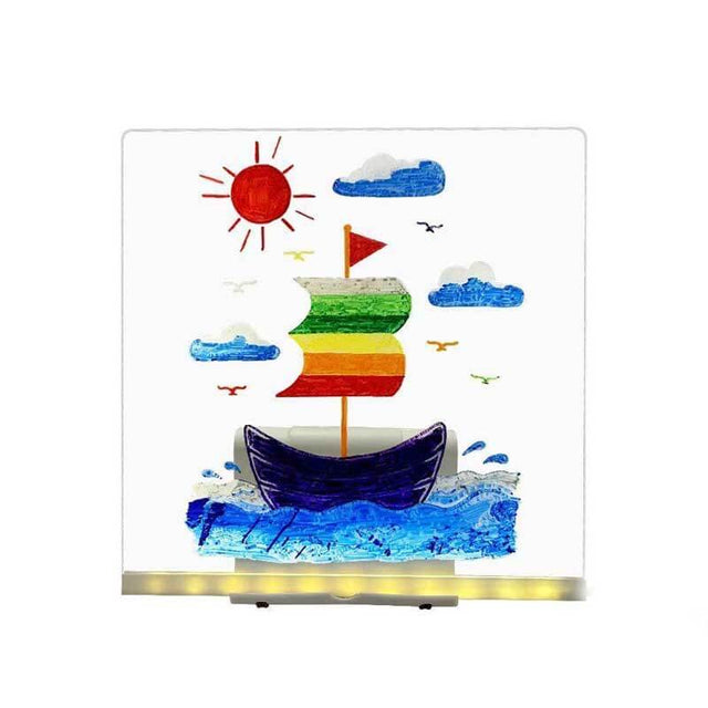 Glowing LED Kids Drawing Board with Colors & Night Light – 11.8"x7.9" Acrylic Desktop Dry Erase Memo Whiteboard, USB Powered, Dimmable, to Do List, Planning for Home/Kitchen/Office/School | Shinymarch