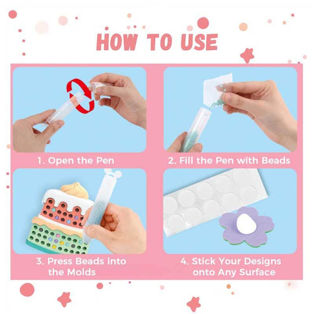 DIY Bead Art & Mosaic Kit for Kids Ages 6-12 – Complete Craft Set with Bead Pens, Colorful Templates, and Fun Stencils – Creative Arts & Crafts Activity for Boys and Girls | Shinymarch