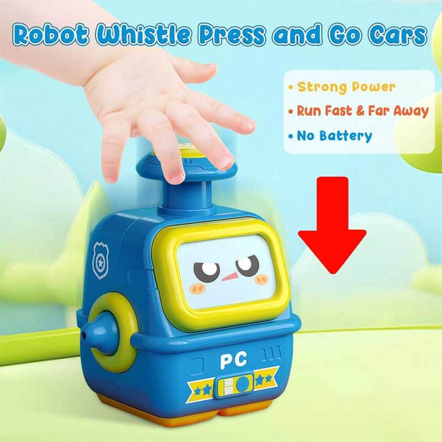 Robot Car Toys for Toddlers 2 3 Year Old, Press to Go Car Toy, Push Go Racing Cars, Play Vehicle Set, Birthday Gifts Boys Girls for Kids | Shinymarch