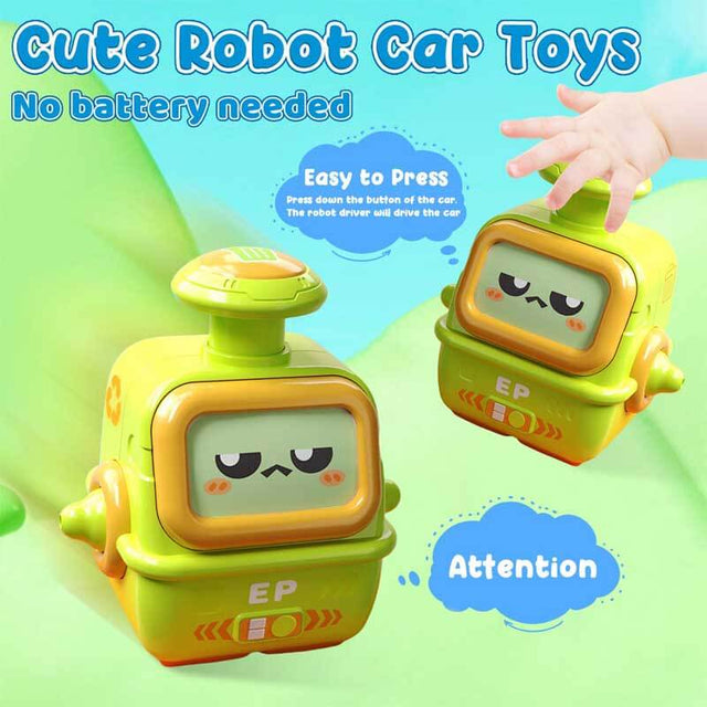 Robot Car Toys for Toddlers 2 3 Year Old, Press to Go Car Toy, Push Go Racing Cars, Play Vehicle Set, Birthday Gifts Boys Girls for Kids | Shinymarch