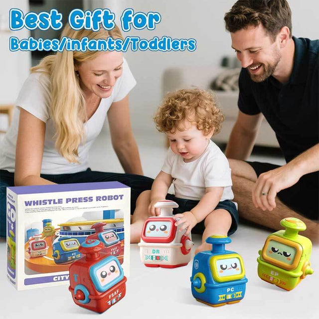 Robot Car Toys for Toddlers 2 3 Year Old, Press to Go Car Toy, Push Go Racing Cars, Play Vehicle Set, Birthday Gifts Boys Girls for Kids | Shinymarch