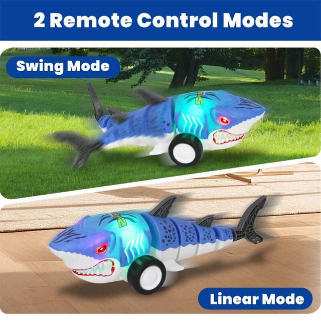 Remote Control Shark Toy for Kids, Fun Like Remote Control Cars, with 2.4Ghz RC Shark Wiggle & Straight Modes, Cool Lights, 360° Rotation Flexible Tail Fin, Shark Toys for Boys 8-12 | Shinymarch