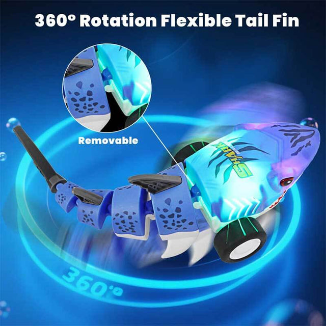 Remote Control Shark Toy for Kids, Fun Like Remote Control Cars, with 2.4Ghz RC Shark Wiggle & Straight Modes, Cool Lights, 360° Rotation Flexible Tail Fin, Shark Toys for Boys 8-12 | Shinymarch