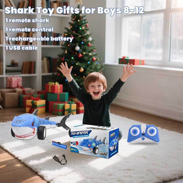 Remote Control Shark Toy for Kids, Fun Like Remote Control Cars, with 2.4Ghz RC Shark Wiggle & Straight Modes, Cool Lights, 360° Rotation Flexible Tail Fin, Shark Toys for Boys 8-12 | Shinymarch