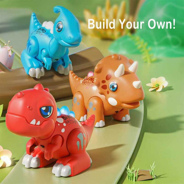 Magnetic Dinosaur Toy Set for Kids Ages 3-5, Mix & Match Action Figures with Lights & Sounds, 24 Pcs Tools Include Flash Cards and Dinosaur Egg, Creative STEM Educational Gift for Boys and Girls | Shinymarch