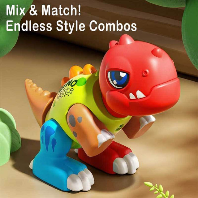 Magnetic Dinosaur Toy Set for Kids Ages 3-5, Mix & Match Action Figures with Lights & Sounds, 24 Pcs Tools Include Flash Cards and Dinosaur Egg, Creative STEM Educational Gift for Boys and Girls | Shinymarch