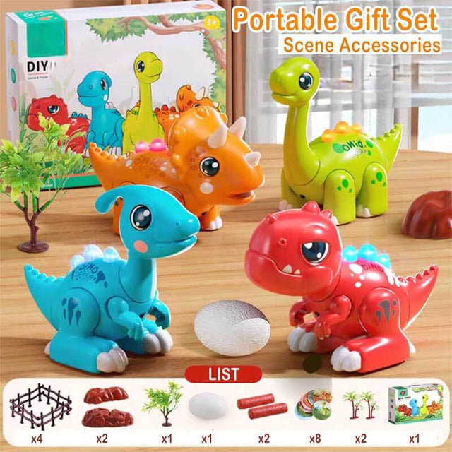 Magnetic Dinosaur Toy Set for Kids Ages 3-5, Mix & Match Action Figures with Lights & Sounds, 24 Pcs Tools Include Flash Cards and Dinosaur Egg, Creative STEM Educational Gift for Boys and Girls | Shinymarch