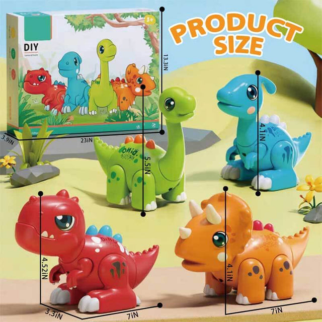 Magnetic Dinosaur Toy Set for Kids Ages 3-5, Mix & Match Action Figures with Lights & Sounds, 24 Pcs Tools Include Flash Cards and Dinosaur Egg, Creative STEM Educational Gift for Boys and Girls | Shinymarch