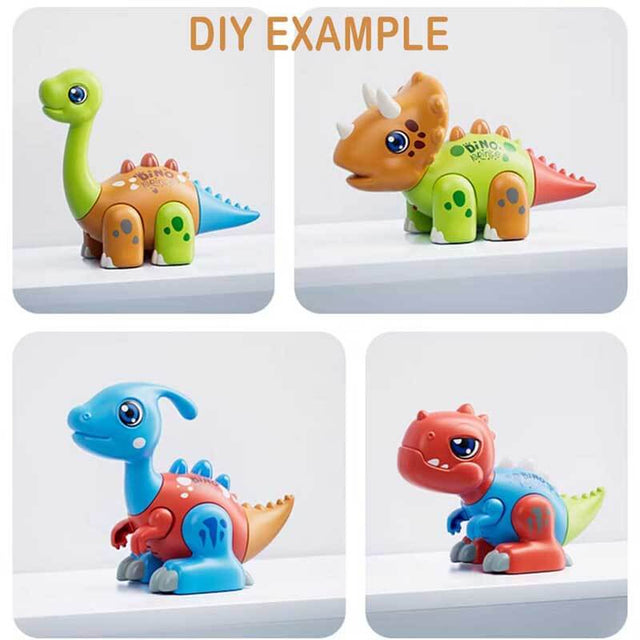 Magnetic Dinosaur Toy Set for Kids Ages 3-5, Mix & Match Action Figures with Lights & Sounds, 24 Pcs Tools Include Flash Cards and Dinosaur Egg, Creative STEM Educational Gift for Boys and Girls | Shinymarch