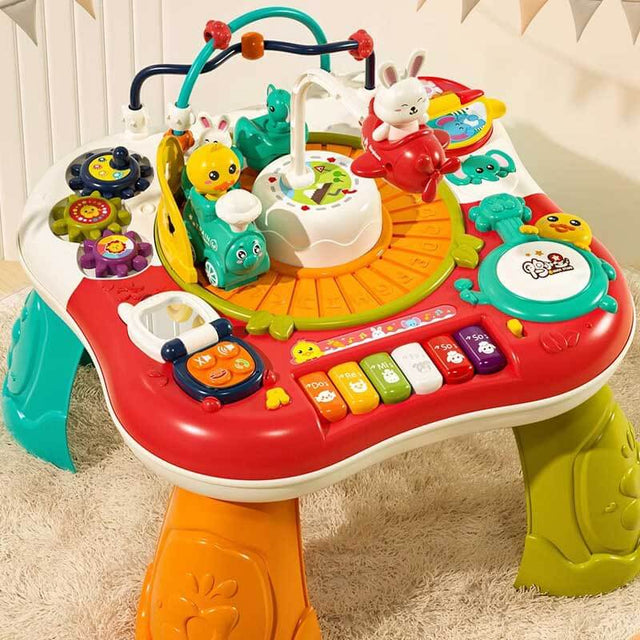 3-in-1 Multifunctional Kids Activity Table with Musical Piano, Train Set, Bead Maze, Drawing Board & Sand Play – Educational Toy Playset for Toddlers and Preschoolers | Shinymarch