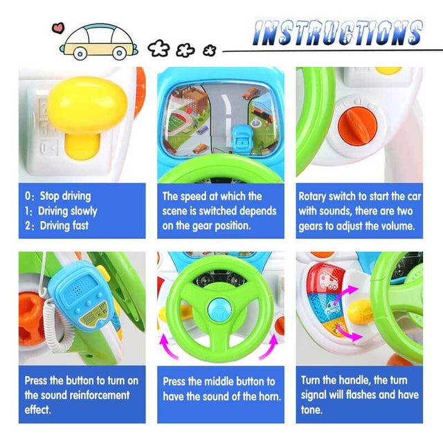 Kids' Driving Car Simulation Toys, Simulated driving toy, Pretend play car, Interactive steering wheel toy, Kids driving experience, Toddler car with music and lights, Indoor safe driving toy, Electronic learning car for toddlers, 2-4 year old ride-on toy, Pedal and steering car toy, Educational vehicle toy for kids | Shinymarch