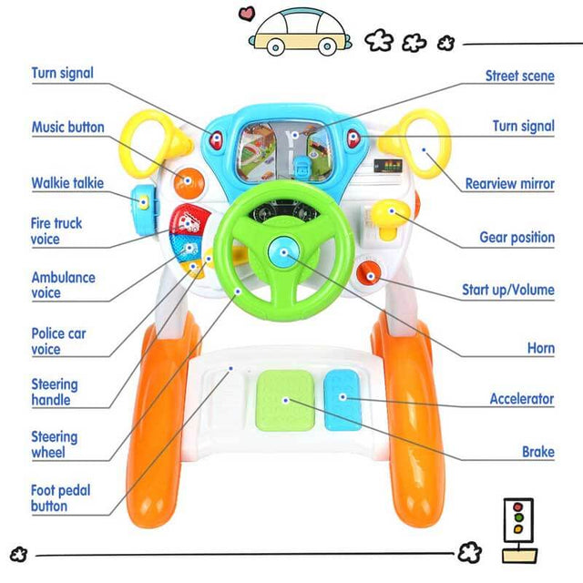 Kids' Driving Car Simulation Toys, Simulated driving toy, Pretend play car, Interactive steering wheel toy, Kids driving experience, Toddler car with music and lights, Indoor safe driving toy, Electronic learning car for toddlers, 2-4 year old ride-on toy, Pedal and steering car toy, Educational vehicle toy for kids | Shinymarch