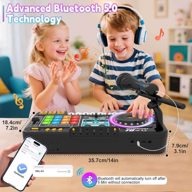 Kids Toys DJ Mixer for Party: Music Toy with Bluetooth & Microphone for Ages 3+ - 2000+ Sound Effects & Colorful Light - Idea Gift for Birthday Holiday | Shinymarch
