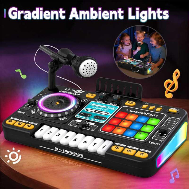 Kids Toys DJ Mixer for Party: Music Toy with Bluetooth & Microphone for Ages 3+ - 2000+ Sound Effects & Colorful Light - Idea Gift for Birthday Holiday | Shinymarch