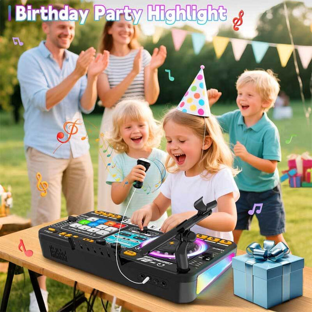 Kids Toys DJ Mixer for Party: Music Toy with Bluetooth & Microphone for Ages 3+ - 2000+ Sound Effects & Colorful Light - Idea Gift for Birthday Holiday | Shinymarch