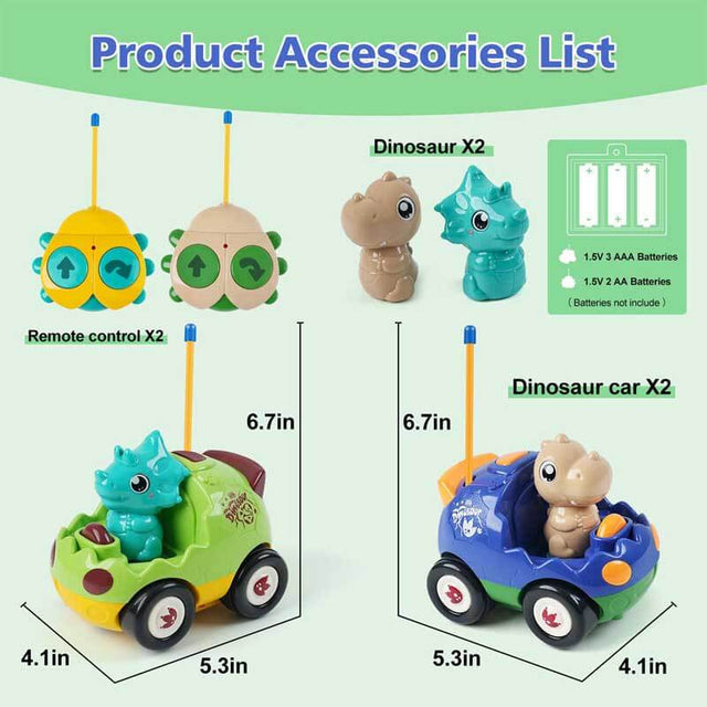 Remote Control Dinosaur Cars for Kids – Best Birthday Gifts for Boys Ages 2 3 4 5 Year Old, Electric RC Dino Car Toys for Toddlers 18+ Months with Lights and Music | Shinymarch