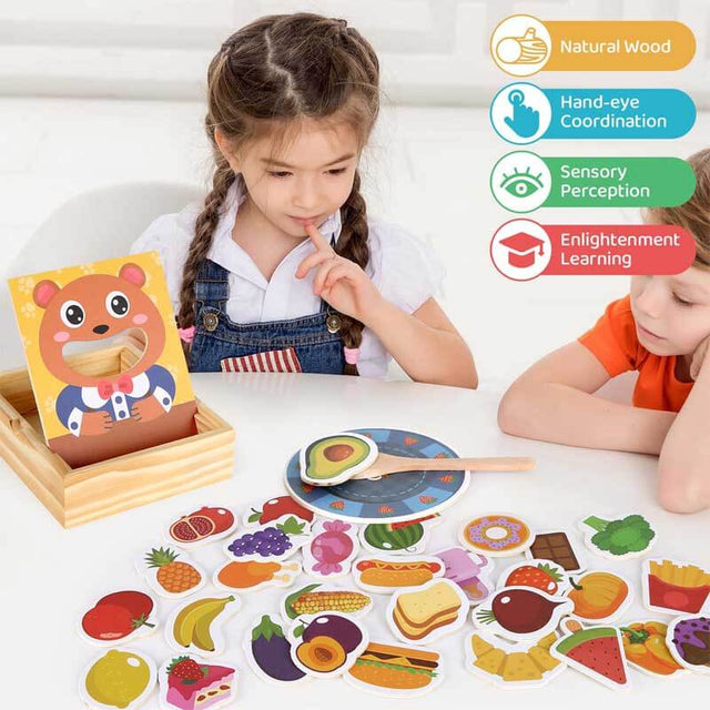 Montessori Toys for 1 2 3 Year Old, Wooden Feeding Toy, Montessori Pretend Play Food for Toddlers 1-3, Sensory Toys for Kids with Autism | Shinymarch