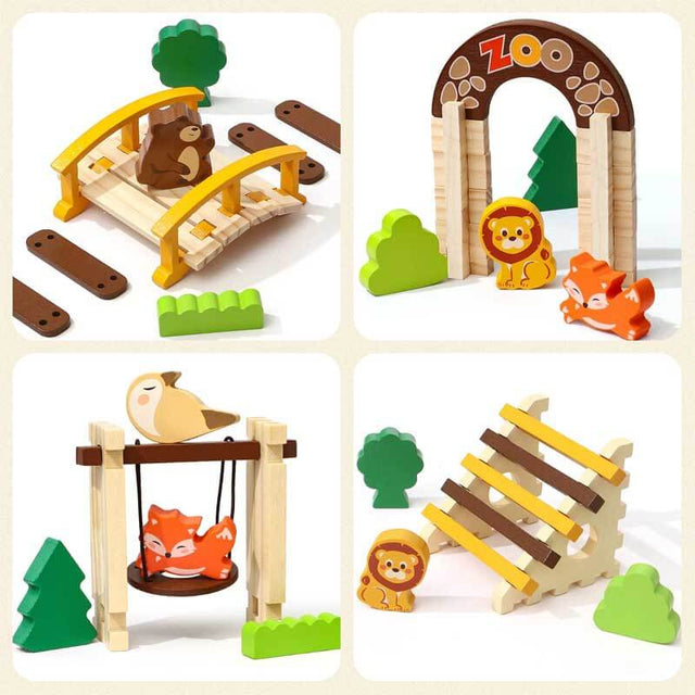 Wooden Building Blocks for Kids Ages 4-8, 167 PCS Stacking Blocks STEM Building Toys with Animals & DIY House, Christmas Birthday Gifts for Girls Boys 4 5 6 7 8 Years Old | Shinymarch