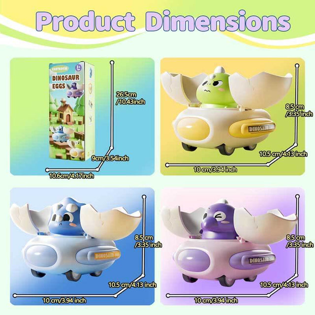 Dino Egg Car Toys | Effortless Roll-to-Go Transforming Racers | Perfect for Kids (3-Pack) | Shinymarch