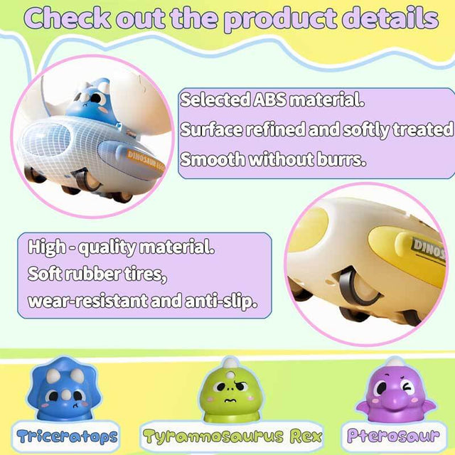 Dino Egg Car Toys | Effortless Roll-to-Go Transforming Racers | Perfect for Kids (3-Pack) | Shinymarch