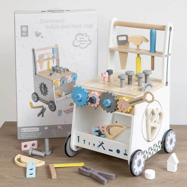 Wooden Baby Push Walker for Toddlers - Multifunctional Montessori Tool Bench Baby Walking Toy with Educational Activities, Ideal for Boys and Girls Aged 3 Years | Shinymarch