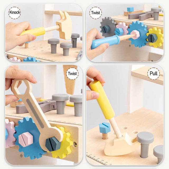 Wooden Baby Push Walker for Toddlers - Multifunctional Montessori Tool Bench Baby Walking Toy with Educational Activities, Ideal for Boys and Girls Aged 3 Years | Shinymarch