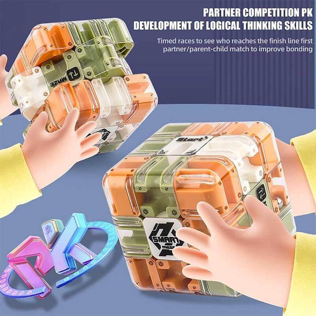 Large 3D Labyrinth Cube Puzzle Maze Ball, 2025 New Brain Teaser & Logic Training Toy for Kids, Teens & Adults, Stress Relief Educational Game, Spatial Awareness Challenge Gift with Bag & Card | Shinymarch