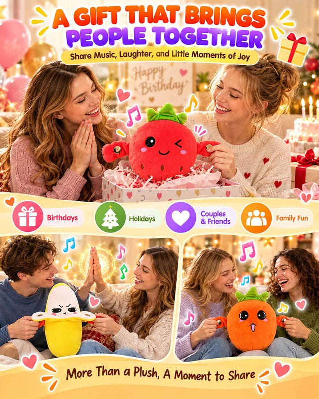 Musical Sensory Toys, Interactive Music Plush Toy, Engaging Dual Gameplay Modes, Soft & Adorable Fruit Design, Multiplayer Interaction Game, for Christmas Birthday Gifts