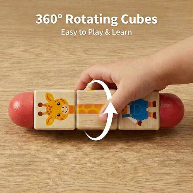 Wooden Rotating Puzzle Toys for Toddlers 1-3 (Set of 2) - Montessori Travel Toys for Airplane & Car Activities - Spinning Animal Matching Blocks - Sensory Fidget Gift for Boys Girls 12-24 Months | Shinymarch